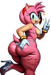 ai_generated amy_rose anthro ass ass_focus ass_grab big_ass cellulite foot_up hand_on_butt high_heels looking_at_viewer looking_pleasured micro_bikini novelai on_one_leg sega sonic_(series) sonic_the_hedgehog_(series) that_guy9001 turned_around