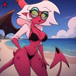 1girls ai_generated asmodeus'_assistant demon demon_girl demon_horns demon_tail demon_wings female female_only helluva_boss solo solo_female sparkles_j succubus tagme vivienne_medrano vivziepop