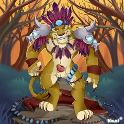 balls feline kael_tiger leorajh male male_only mammal penis saberon solo video_games warcraft world_of_warcraft