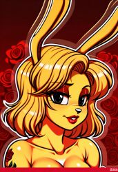 ai_generated female furry jazz_jackrabbit_(series) lori_jackrabbit red_flower red_rose rose self_upload tattoo_design