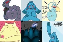 ! 2015 abby alternate_color anthro anthrofied anus ass bellaria bent_over black_nipples black_skin blue_skin blush breasts bronzong chinchou claws clitoris covering crescere cum cum_in_pussy cum_inside darkrai darkria dialogue english_text female gliscor glowing group hair half-closed_eyes interspecies latiar long_hair looking_at_viewer looking_back male markings mesprit nintendo nipples nude open_mouth original_character pink_hair pink_nipples pink_skin pokemon pokemon_(species) pokemorph pokephilia presenting presenting_hindquarters purple_skin pussy raised_hand raised_tail red_skin smile spread_legs spreading straight text video_games white_hair wings yellow_eyes yellow_sclera