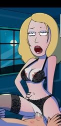 badbrains beth_smith blonde_hair female lingerie lipstick_mark low_res lowres milf pleasure_face rick_and_morty riding_penis