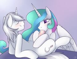 alicorn animal_genitalia equine erection fan_character fellatio fellatio_from_feral female feral friendship_is_magic horn horsecock male male_on_feral mammal meggchan my_little_pony oral penis princess_celestia_(mlp) sex unicorn wings