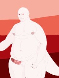 albino animal_genitalia bald blood_meridian chubby claws creature fangs fat fat_belly fat_man fat_rolls gradient_background hairless humanoid humanoid_monster judge_holden knot large_belly male male_only monster monster_penis nonhuman overweight pale_skin pointy_nails red_eyes red_tip sheath solo solo_male tail thick thick_tail thick_thighs veiny_penis