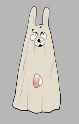 anthro bedsheet_ghost clothing costume genitals halloween halloween_costume hi_res holidays holt_harrington lagomorph leporid male mammal nekothesaber penis rabbit simple_background solo