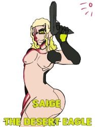 1boy blonde_hair blonde_hair_male cybernetics cyberpunk doxiedummy gay gun long_hair long_hair_male original_character saige_(doxie)