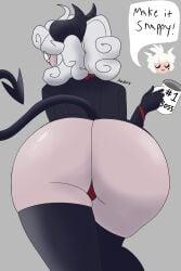 ass_focus azureemmi_(artist) demon_girl helltaker lucifer_(helltaker) pandemonica_(helltaker)