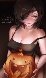 big_ass big_breasts chainsaw_man cleavage female female_only halloween himeno_(chainsaw_man) konchann nipple_bulge pumpkin thick_thighs