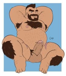 abs balls bara beard biceps big_balls big_penis capcom daddy dilf erection gay hairy_chest male male_nipples male_only male_pubic_hair manly mature_male muscular_male nipples pecs penis precum precum_drip solo solo_male street_fighter zangief