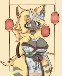 aurora_(nbanoob) big_breasts breasts cleavage female furry huge_breasts thesalchiko thick_thighs wide_hips zeraora