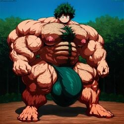 ai_assisted ai_generated gigantic_bulge hairy_male hyper_muscles hyper_penis izuku_midoriya my_hero_academia penis riseart77 solo_male speedo