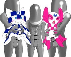 2020_tokyo_olympics 4boys blush boy_rape censored censored_penis crying female male mascot miraitowa olympics penis rape someity tagme