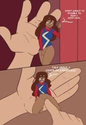 bottomless caught_masturbating dark-skinned_female fingering kamala_khan klassyarts_(artist) macro/micro marvel marvel_comics masturbation micro partially_clothed smaller_female tagme voyeur