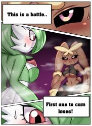 comic comic_page female gardevoir hanasakiyunarin imminent_sex lopunny mega_evolution mega_lopunny pokemon pokemon_(species) yuri