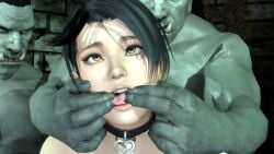 ahe_gao dead_or_alive female finger_in_mouth fishhooking fuckgirl green_hands green_skin hard_sex hardcore momiji_(ninja_gaiden) orc tongue tongue_out ublik