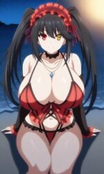 1girls ai_generated big_breasts breasts date_a_live female female_focus female_only heterochromia huge_breasts large_breasts looking_at_viewer smiling smiling_at_viewer thick_thighs thighs tokisaki_kurumi