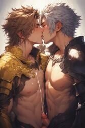 ai_generated archadian_judges ffxii final_fantasy_xii frotting gay_kissing ghis judge_magister kissing sweet young_version zargabaath