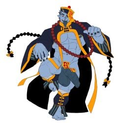 2024 abs absurd_res asian_mythology balls chinese_mythology clothed clothing east_asian_mythology foreskin g-ondom genitals hi_res humanoid_genitalia humanoid_penis jiangshi male muscular muscular_male mythology navel pecs penis qing_dynasty robe solo taoist_talisman undead vein veiny_penis