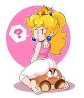 1girls ass blonde_female blonde_hair breasts crown female female_only funnyhoohooman goomba mario_(series) princess_peach tagme thighs yoga_pants