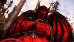 3d akilandi ass breasts demon_girl glowing_eyes lewd pov red_eyes red_skin redhair skyrim succubi succubus thicc_thighs thighs video_games