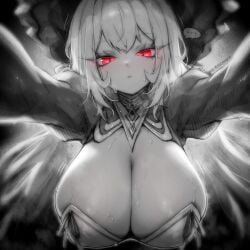 ... 1girls big_breasts blush breasts busty cleavage closed_mouth clothing creep41347922 dulcinea_(limbus_company) female female_only glowing_eyes greyscale huge_breasts kupa_(jesterwii) limbus_company long_hair long_penis looking_at_viewer monochrome pov project_moon red_eyes slit_pupils sweat sweatdrop sweaty_body sweaty_breasts