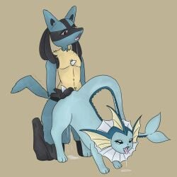 absurd_res bodily_fluids drooling duo eeveelution female female/female feral generation_1_pokemon generation_4_pokemon hi_res interspecies lucario male male/female male/male nintendo open_mouth peachykitsune pokemon pokemon_(species) pokephilia saliva vaporeon