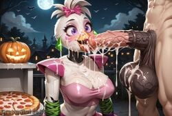 1girls after_fellatio after_oral after_sex ahe_gao ai_generated animatronic animatronic_female anthro athletic_female avian avian_feet avian_humanoid beak big_ass big_balls big_breasts big_butt big_penis bird blush bukkake chica_(fnaf) cleavage covered_in_cum creamhorseai cum cum_covered cum_drip cum_in_mouth cum_inside cum_on_body cum_on_breasts cum_on_face earrings equine_penis excessive_cum eyelashes facial feathers female fingerless_gloves five_nights_at_freddy's five_nights_at_freddy's:_security_breach fnaf furry glamrock_chica_(fnaf) gloves halloween halloween_decoration halloween_pumpkin halloween_theme high_resolution highres horror horsecock huge_balls huge_cock hyper_balls makeup male male/female monster monster_girl oral oral_sex pumpkin purple_eyes seductive seductive_eyes seductive_look short_hair spiked_bracelet testicles white_body white_hair white_skin