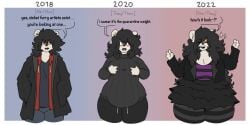 age_progression anthro anthro_female anthro_focus anthro_male anthro_only big_breasts breasts cleavage female furry fursona huge_breasts male mexifurfoof mtf_transformation nonbinary thick_thighs trans_woman transfem weight_gain weight_gain_sequence wide_hips