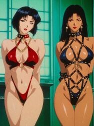 2girls ai ai_generated anime_style bondage bondage_gear cuffs