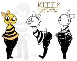 big_butt bow female frisky_(under(her)tail) huge_butt human kitty_(under(her)tail) male monster monster_kid striped_clothing tail thewill undertale