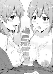 2girls inanaki_shiki long_penis mother_and_daughter my_teen_romantic_comedy_snafu penis_awe yuigahama_yui yuigahama_yui's_mother