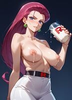 ai_generated anime anime_style breasts female jessie_(pokemon) milk pokemon