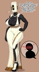 aperture_science blush dialogue dress female glados glados_(humanoid) idler_r nosebleed portal_(series) robot robot_girl stickman valve