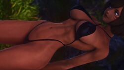 1girls 3d abs bikini blue_eyes breasts brown_hair female final_fantasy final_fantasy_xiv gpose(ffxiv) hair hips looking_at_viewer miqo'te seductive_look tagme tanned_female tanned_skin thighs