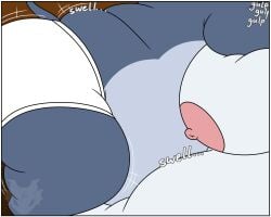 ambiguous_gender animal_crossing anthro back_rolls belly big_belly big_breasts body_size_growth border breast_squish breasts clothed clothing dizzy_(animal_crossing) duo elephant elephantid faceless_ambiguous faceless_character faceless_female female female/ambiguous grey_body grey_markings hi_res huge_belly huge_breasts jouigidragon male_(lore) mammal markings morbidly_obese morbidly_obese_anthro morbidly_obese_female motion_lines nintendo nipples obese obese_anthro obese_female onomatopoeia opal_(animal_crossing) overweight overweight_anthro overweight_female pink_nipples proboscidean size_transformation sound_effects squish tail text thick_thighs transformation underwear underwear_only watermark weight_gain white_border white_breasts