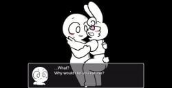 1boy 1girls anthro asking bunny bunny_girl female_pred hug lying male_prey pleasure_face rabbit rabbit_girl struggle_simulator tagme video vore vore_belly
