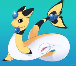 2018 anus aquatic_dragon black_body black_ears black_markings black_stripes black_tail blue_background blue_gem clitoris digital_media_(artwork) dragon eyelashes female feral gem genitals glimmer_(fyoshi) gradient_background green_background long_tail looking_at_viewer marine markings multicolored_body multicolored_tail mythological_creature mythological_scalie mythology open_mouth pink_clitoris pink_pussy pink_vulva presenting presenting_pussy presenting_vulva pussy red_tongue scalie signature simple_background slimefur smile smiling_at_viewer solo striped_body striped_markings striped_tail stripes tail tail_markings tongue vulva white_body white_tail yellow_body yellow_tail