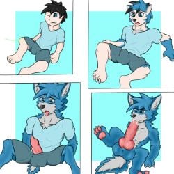 arrow_(disambiguation) autofellatio balls big_balls big_penis blue_body blue_eyes canid canine clothed clothing comic edward10186 erection furry genital_growth genitals growth huge_balls huge_cock human in invalid_tag knot male mammal masturbation mythological_canine mythological_creature mythology nsfw oral oral_masturbation pawpads penile penile_masturbation penis penis_growth solo the tongue tongue_out transformation werecanid werecanine werecreature werewolf