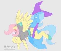 1futa 1girls 2015 anthro anthrofied ass balls blue_hair breasts closed_eyes clothing crotchless curvy duo equine erect_nipples erection female femsub fluttershy_(mlp) friendship_is_magic furry futa_on_female futadom futanari grey_background hair hasbro hat horse huge_breasts hyper hyper_balls hyper_penis intersex large_ass long_hair mammal my_little_pony nipples no_bra no_panties nude pegasus penis pink_hair pony sex simple_background smile straight_hair torn_clothes trixie_(mlp) uncensored weasselk wings wizard_hat