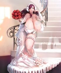 breasts cleavage cream dress duplicate female huge_breasts junkpuyo repost sucking_finger