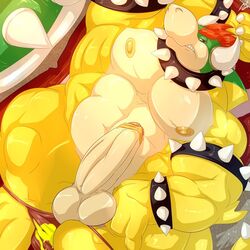 1boy bands bowser danandnite erection horns koopa male male_only mario_(series) muscles nintendo nipples penis red_hair solo tagme thong