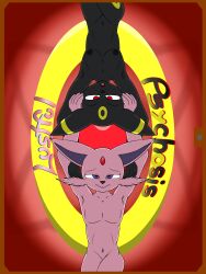 3:4 absurd_res anthro black_body black_fur black_nose breasts canid canine canis comic cover cover_art digital_drawing_(artwork) digital_media_(artwork) duo eeveelution english_text espeon estung_venizee_neon_(flamberry) female flamberry_(artist) fur generation_2_pokemon hi_res ibispaint_(artwork) long_ears looking_at_viewer male male/female mammal nintendo nipples nude nude_anthro nude_female nude_male open_mouth pink_body pink_fur pokemon pokemon_(species) simple_background small_breasts smile text tongue umbreon unomia_venizee_flare_(flamberry) yellow_body yellow_fur