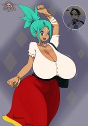 1girls cerebella curvy fully_clothed huge_breasts skullgirls smile tagme touhoufan