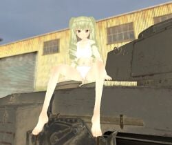 anchovy_(girls_und_panzer) bikini bluhber garry's_mod garry's_mod girls_und_panzer looking_at_viewer sitting_on_tank tank
