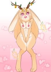 1girls 2d 2d_(artwork) anthro anthro_only anthrofied apple artist_name bamangojuice big_ears blush blushing blushing_at_viewer blushing_female burlywood_fur burlywood_hair crown crown_only curvy curvy_female curvy_figure curvy_thighs english_text eyebrows eyebrows_visible_through_hair eyelashes eyelashes_visible_through_hair female female_focus female_only fur furry furry_female furry_only gem golden_apple hair headwear headwear_only heart heart-shaped_pupils heart_background heart_eyes hi_res highres leaf long_ears long_hair looking_at_viewer manalope_(bamangojuice) monster_girl mouth_open multicolored_background multicolored_fur multicolored_text naked naked_female nose nude nude_female original original_character original_characters pink_background pink_eyes pink_eyes_female pink_mouth pink_nipples pink_nose rabbit rabbit_ears rabbit_girl rabbit_humanoid rabbit_teeth solo solo_female solo_focus tagme teeth text thick_thighs thighs tongue tree_horns white_fur