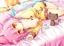 animal_humanoid big_breasts breasts canine cat clothed clothes electronics eyeshadow feline fox fox_humanoid fur furry_tail hair happy headphone human humanoid ipod long_hair looking_at_viewer makeup mammal media_player mp3_player music_player nipples pink_hair pussy shy syroh tail yellow_eyes