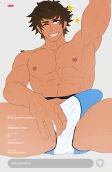 1boy abs bulge chat_log livestream male muscular muscular_male nme_zero sleetvt underwear_only winking_at_viewer