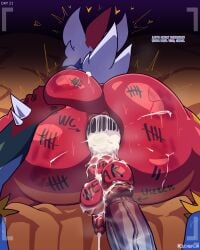 2boys after_anal after_sex ass ass_grab body_writing butt butt_grab cinderace cuchuflin cum cum_in_ass femboy filming gaping gaping_anus gay gay_sex huge_cock humiliation lucario male male_on_bottom male_on_femboy male_only penis penis_in_ass pokemon pokemon_(species) small_penis text