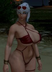 1girls 3d abs athletic athletic_female big_breasts bikini breasts elezen female final_fantasy final_fantasy_xiv huge_breasts large_breasts micro_bikini oc tagme