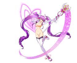 1girls aisha_(elsword) edit edited elsword falmataz female_only magic nude_filter purple_eyes purple_hair solo wand